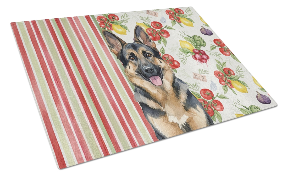 Picture of Carolines Treasures WDK8246LCB 11.25 x 15.25 in. German Shepherd Vegetables Glass Cutting Board