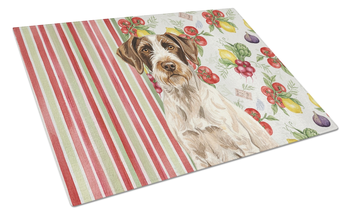 Picture of Carolines Treasures WDK8249LCB 11.25 x 15.25 in. Liver & White German Wirehaired Pointer Vegetables Glass Cutting Board
