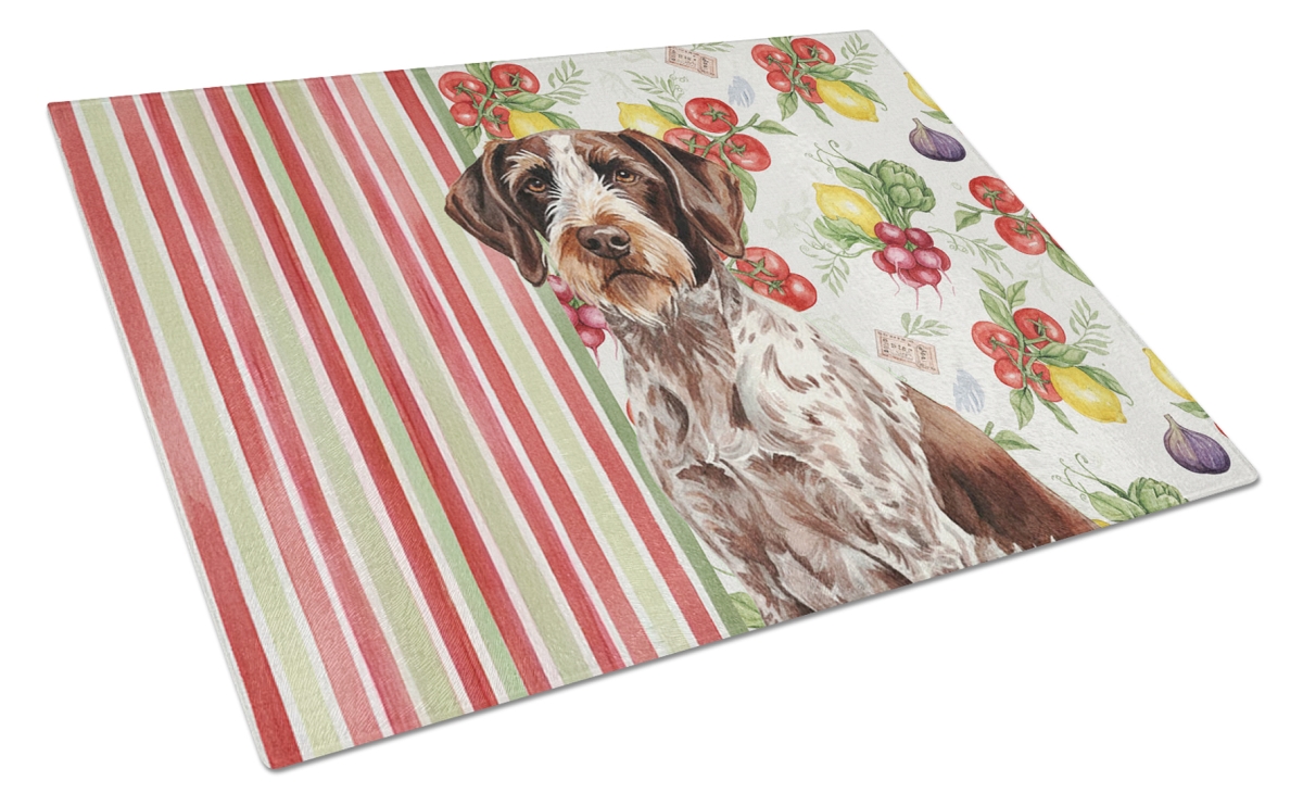 Picture of Carolines Treasures WDK8250LCB 11.25 x 15.25 in. Roan German Wirehaired Pointer Vegetables Glass Cutting Board