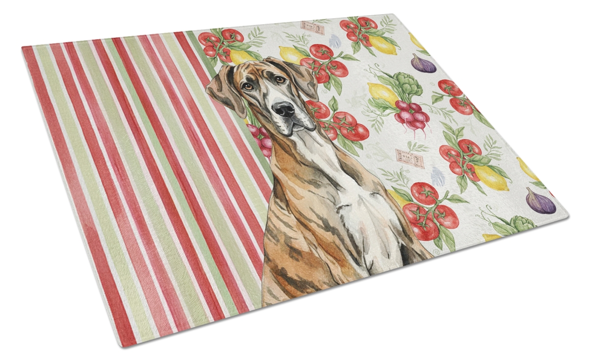 Picture of Carolines Treasures WDK8255LCB 11.25 x 15.25 in. Brindle Great Dane Vegetables Glass Cutting Board