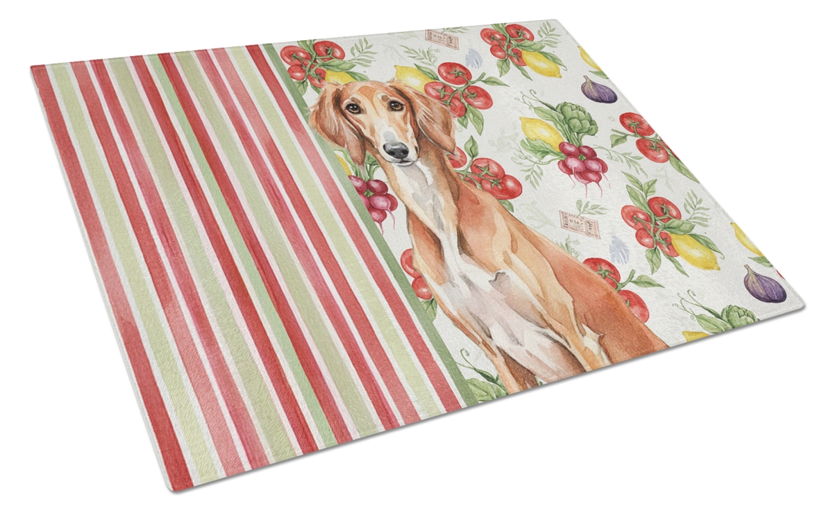 Picture of Carolines Treasures WDK8397LCB 11.25 x 15.25 in. Red Saluki Vegetables Glass Cutting Board