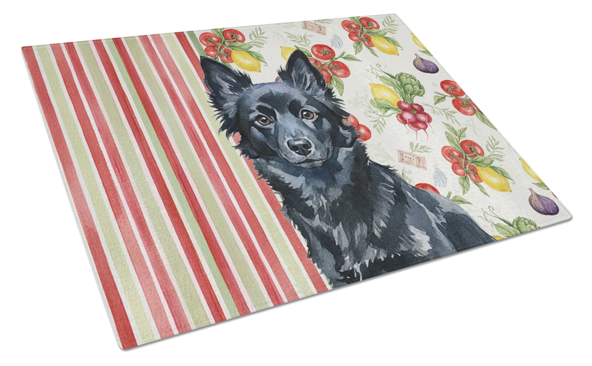 Picture of Carolines Treasures WDK8400LCB 11.25 x 15.25 in. Schipperke Vegetables Glass Cutting Board
