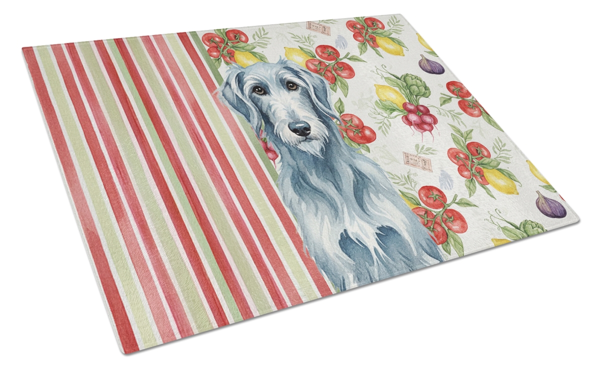 Picture of Carolines Treasures WDK8402LCB 11.25 x 15.25 in. Blue-Gray Scottish Deerhound Vegetables Glass Cutting Board