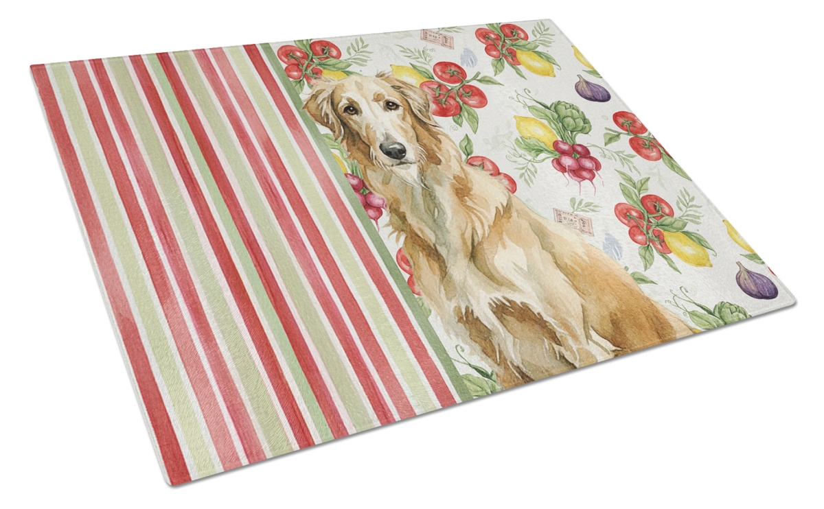 Picture of Carolines Treasures WDK8404LCB 11.25 x 15.25 in. Wheaten Scottish Deerhound Vegetables Glass Cutting Board