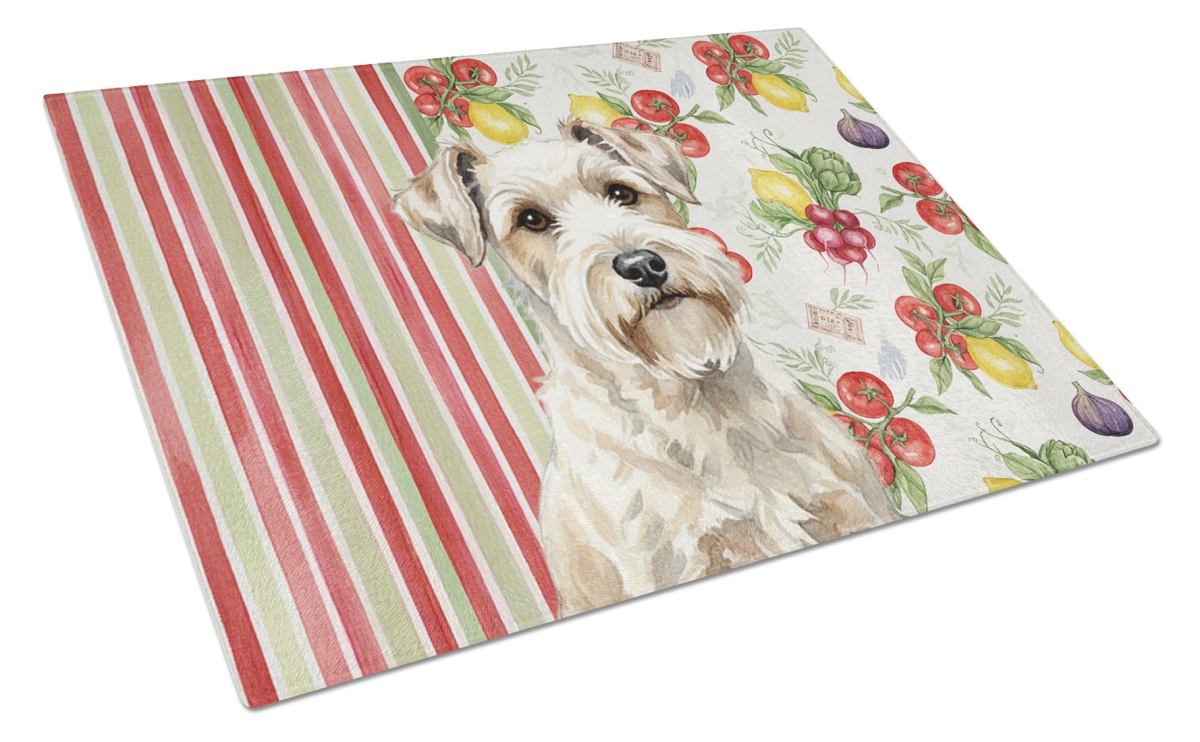 Picture of Carolines Treasures WDK8406LCB 11.25 x 15.25 in. Sealyham Terrier Vegetables Glass Cutting Board