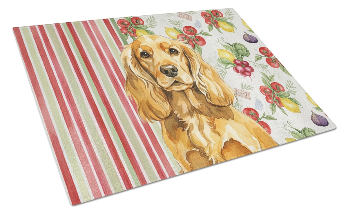 Picture of Carolines Treasures WDK8218LCB 11.25 x 15.25 in. Golden English Cocker Spaniel Vegetables Glass Cutting Board