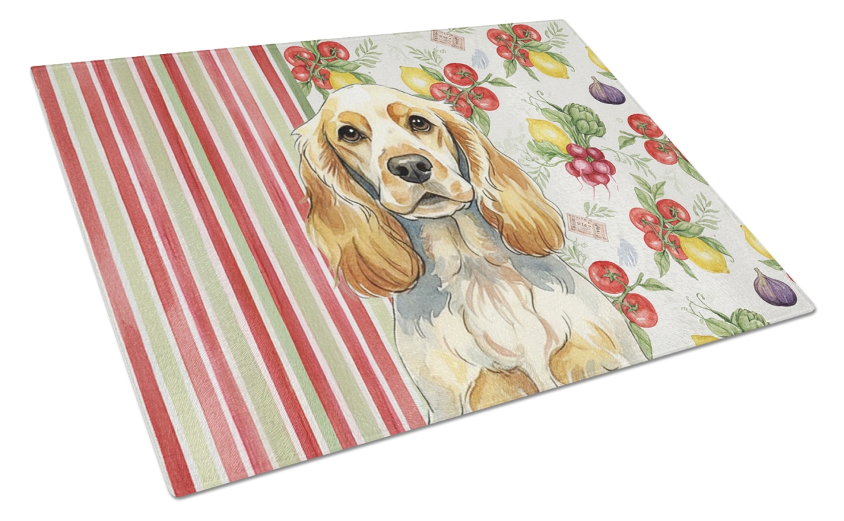 Picture of Carolines Treasures WDK8219LCB 11.25 x 15.25 in. Lemon Roan English Cocker Spaniel Vegetables Glass Cutting Board