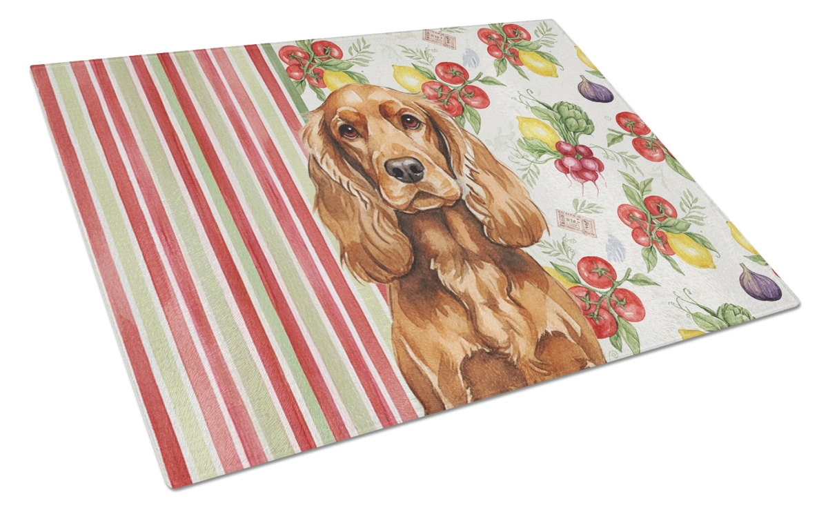 Picture of Carolines Treasures WDK8223LCB 11.25 x 15.25 in. Red English Cocker Spaniel Vegetables Glass Cutting Board