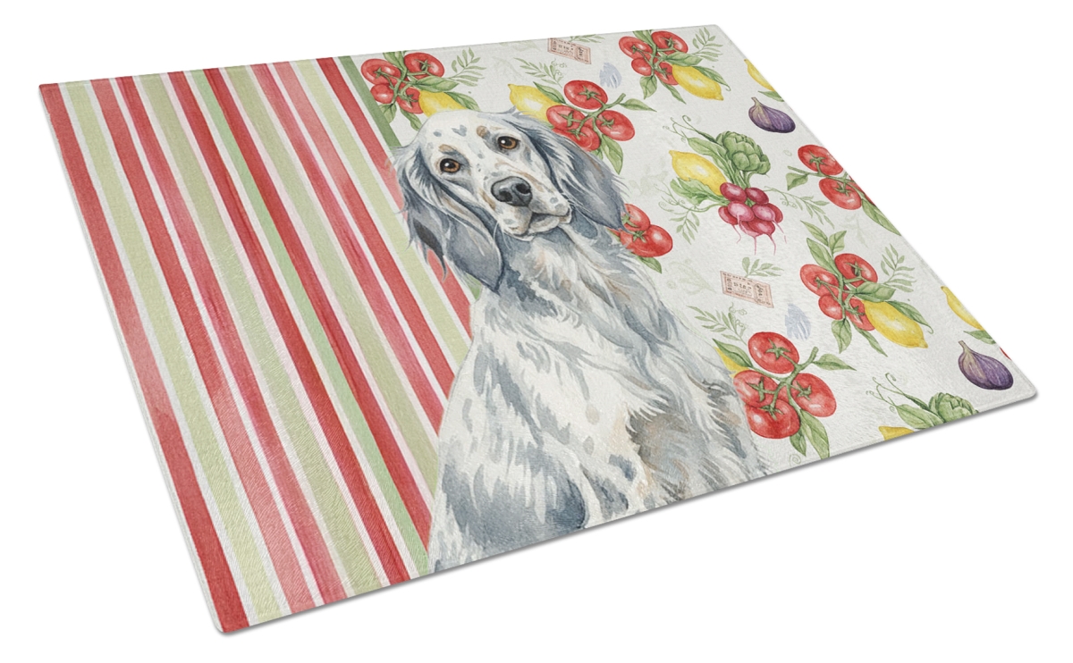Picture of Carolines Treasures WDK8227LCB 11.25 x 15.25 in. Blue Belton English Setter Vegetables Glass Cutting Board