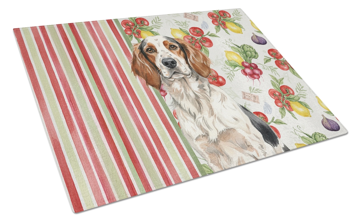 Picture of Carolines Treasures WDK8231LCB 11.25 x 15.25 in. Tricolor English Setter Vegetables Glass Cutting Board