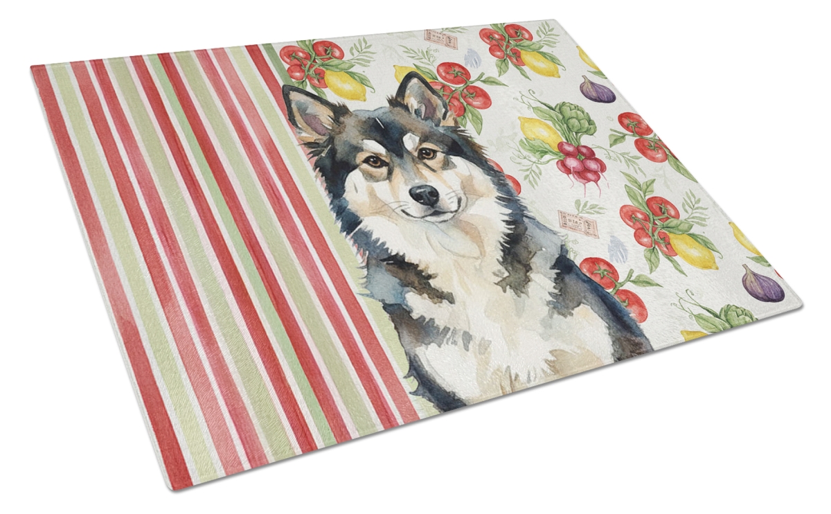 Picture of Carolines Treasures WDK8237LCB 11.25 x 15.25 in. Finnish Lapphund Vegetables Glass Cutting Board