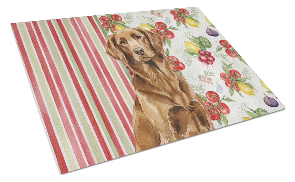 Picture of Carolines Treasures WDK8239LCB 11.25 x 15.25 in. Liver Flat-Coated Retriever Vegetables Glass Cutting Board