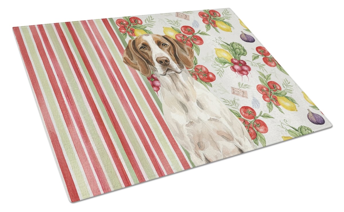 WDK8355LCB 11.25 x 15.25 in. Liver & White Pointer Vegetables Glass Cutting Board