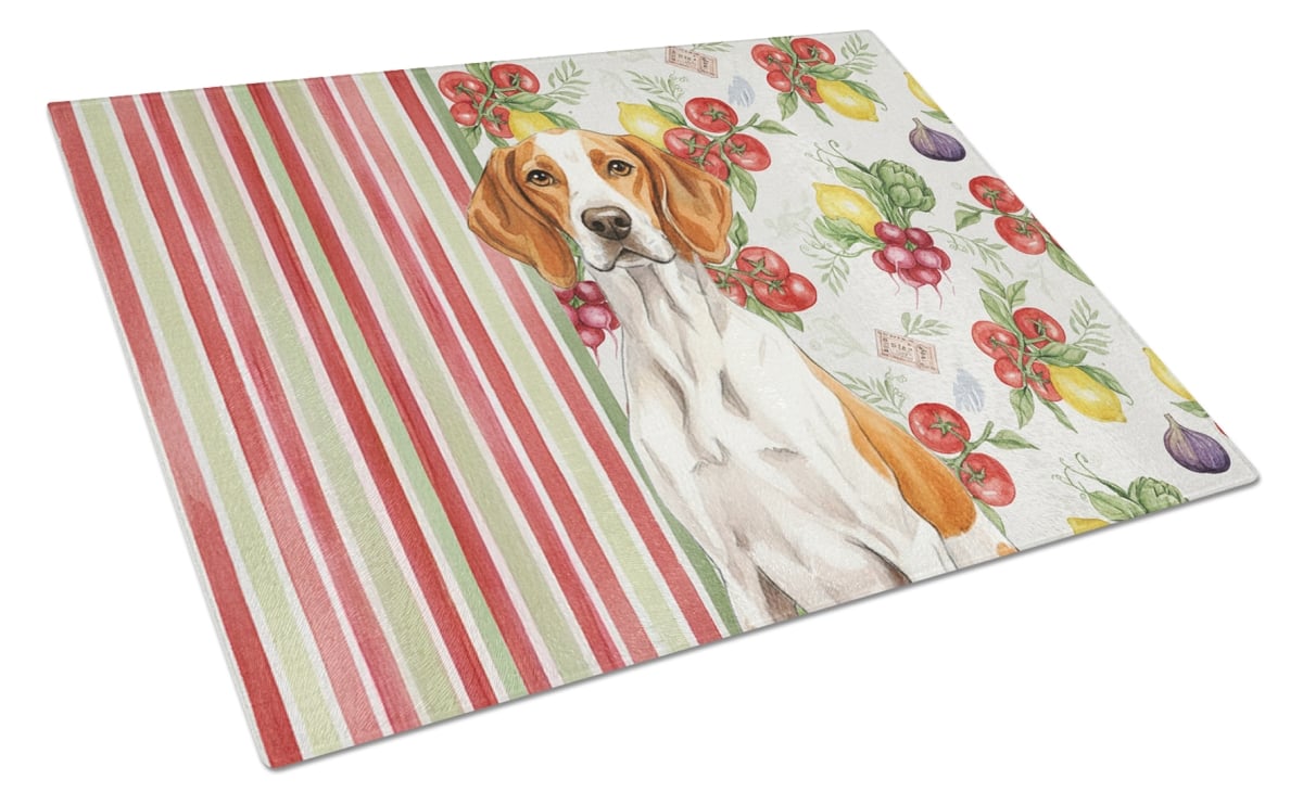 WDK8357LCB 11.25 x 15.25 in. Orange & White Pointer Vegetables Glass Cutting Board