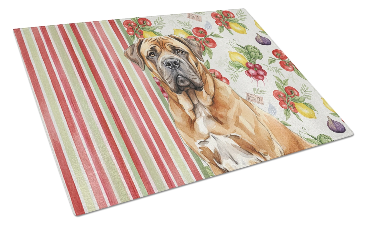 Picture of Carolines Treasures WDK8323LCB 11.25 x 15.25 in. Neapolitan Mastiff Vegetables Glass Cutting Board