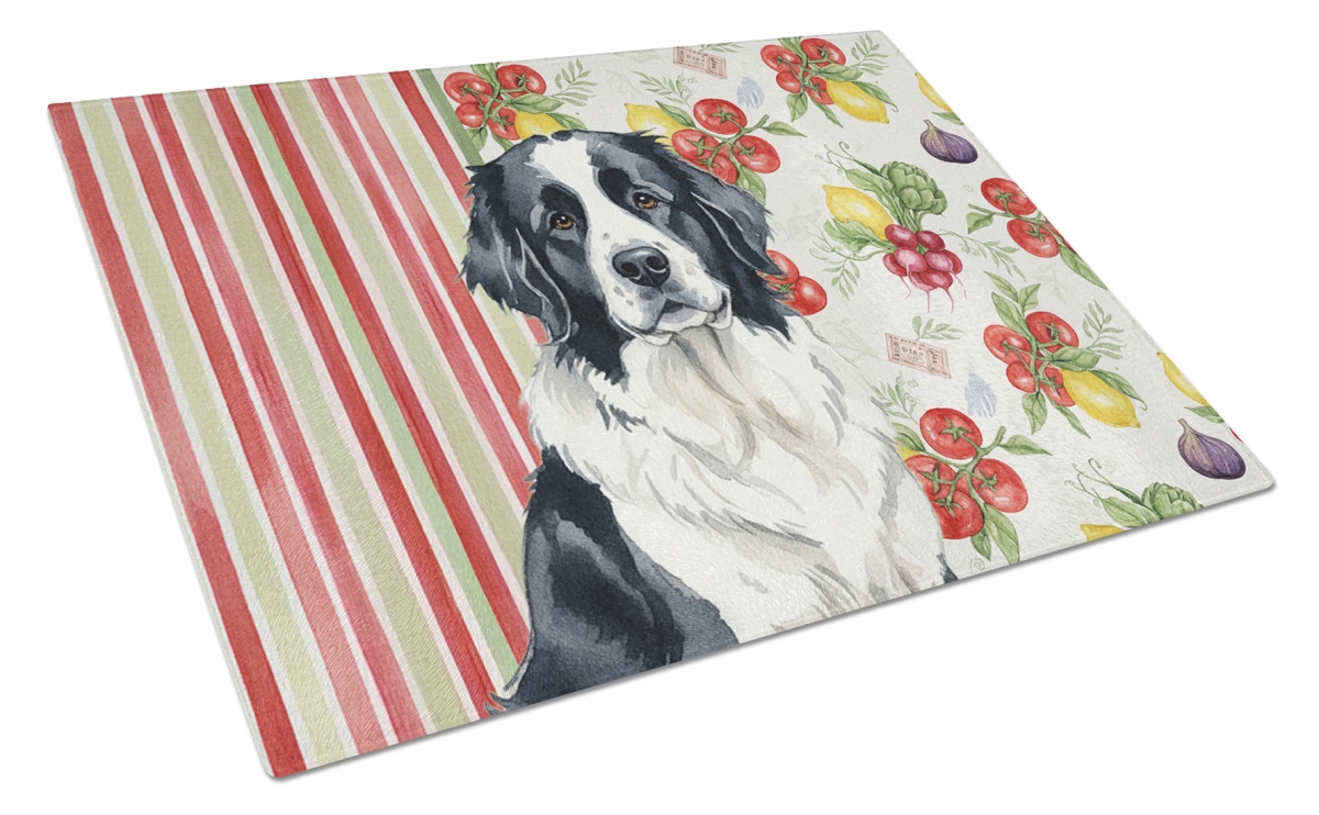 Picture of Carolines Treasures WDK8327LCB 11.25 x 15.25 in. Landseer  foundland Vegetables Glass Cutting Board