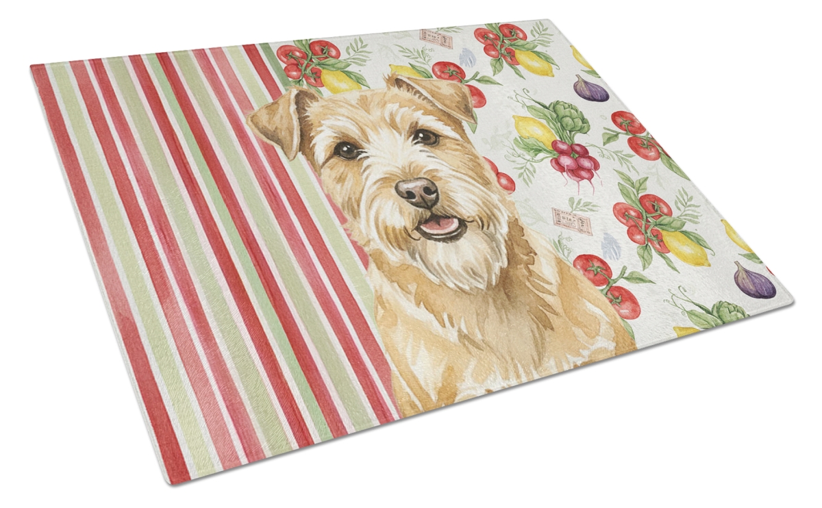 Picture of Carolines Treasures WDK8331LCB 11.25 x 15.25 in. Wheaten Norfolk Terrier Vegetables Glass Cutting Board