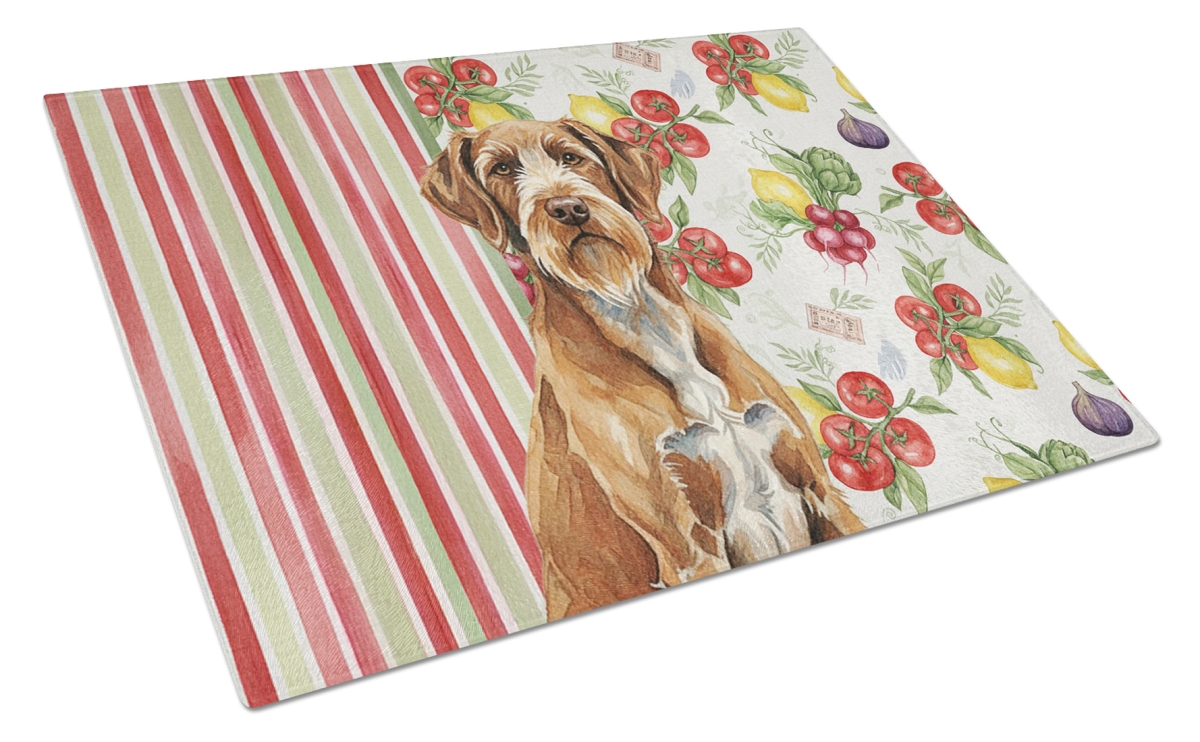 Picture of Carolines Treasures WDK8458LCB 11.25 x 15.25 in. Wirehaired Pointing Griffon Vegetables Glass Cutting Board