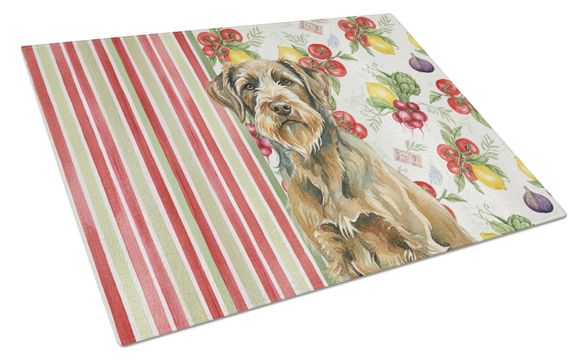 Picture of Carolines Treasures WDK8459LCB 11.25 x 15.25 in. Chestnut Wirehaired Pointing Griffon Vegetables Glass Cutting Board