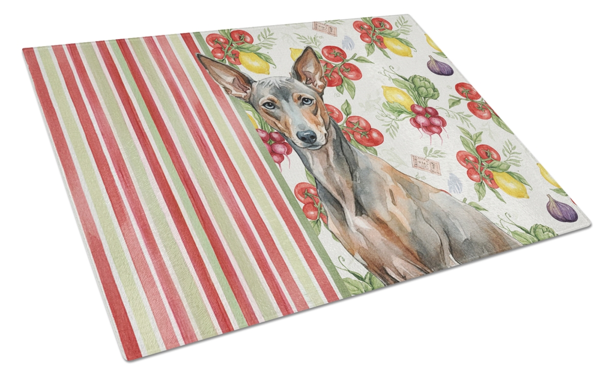 Picture of Carolines Treasures WDK8461LCB 11.25 x 15.25 in. Xoloitzcuintli Vegetables Glass Cutting Board