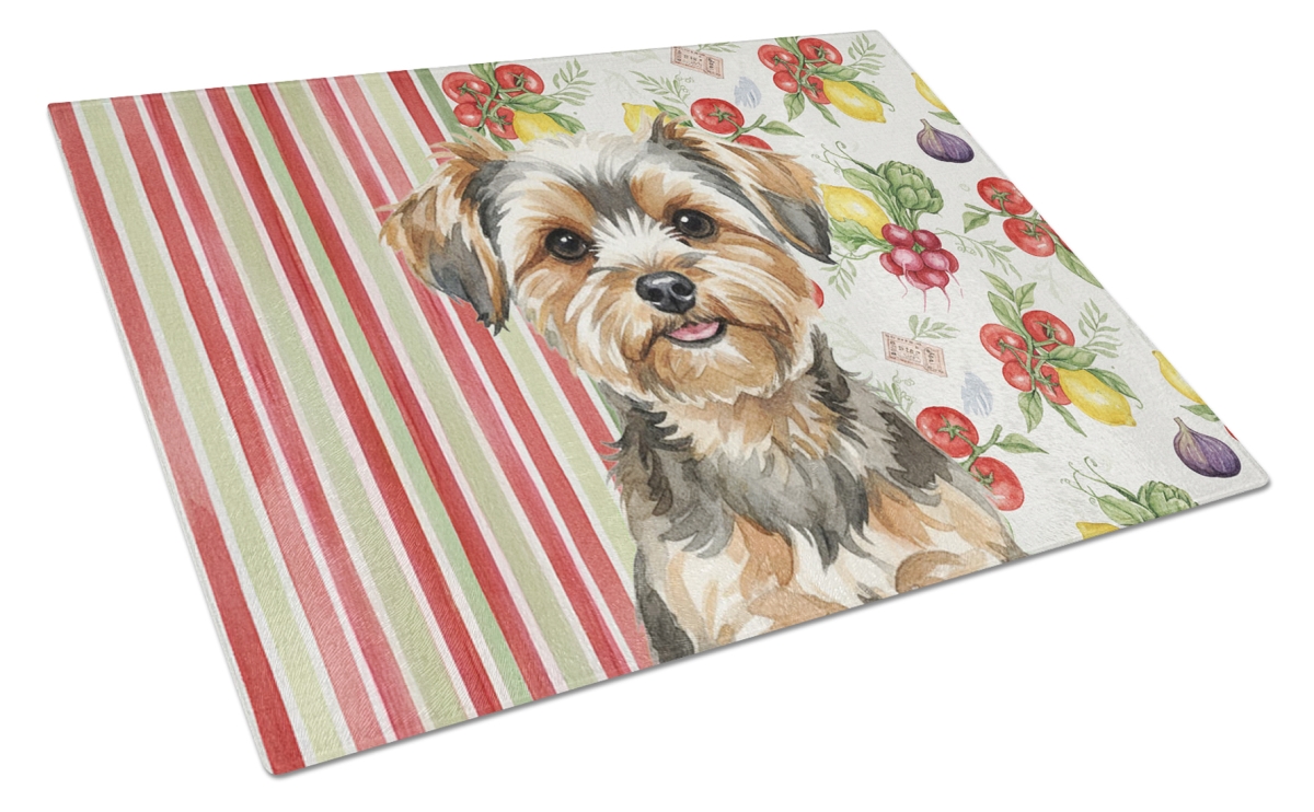 Picture of Carolines Treasures WDK8462LCB 11.25 x 15.25 in. Yorkiepoo Vegetables Glass Cutting Board