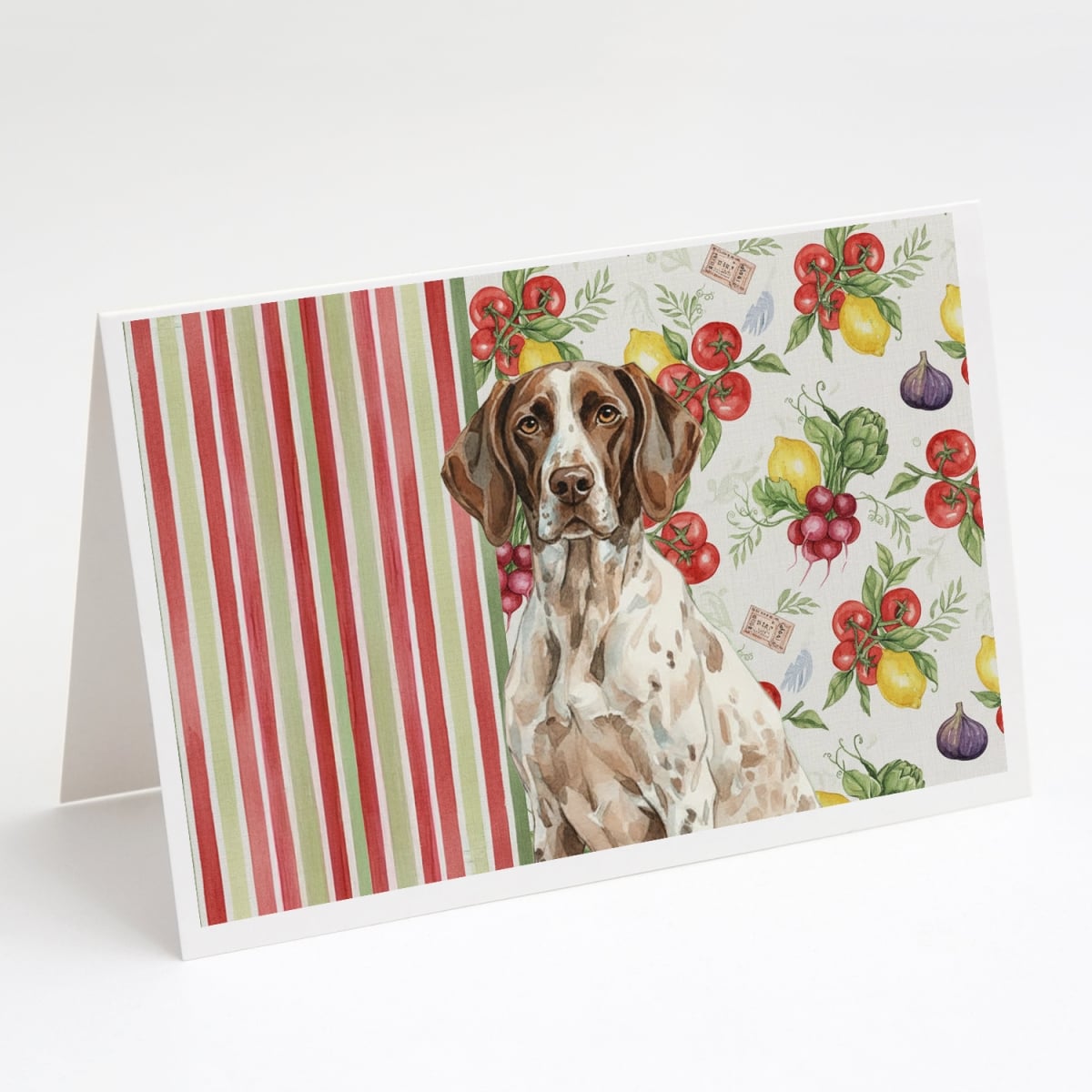 WDK8248GCA7P 5 x 7 in. German Shorthaired Pointer Vegetables Greeting Cards, Pack of 8