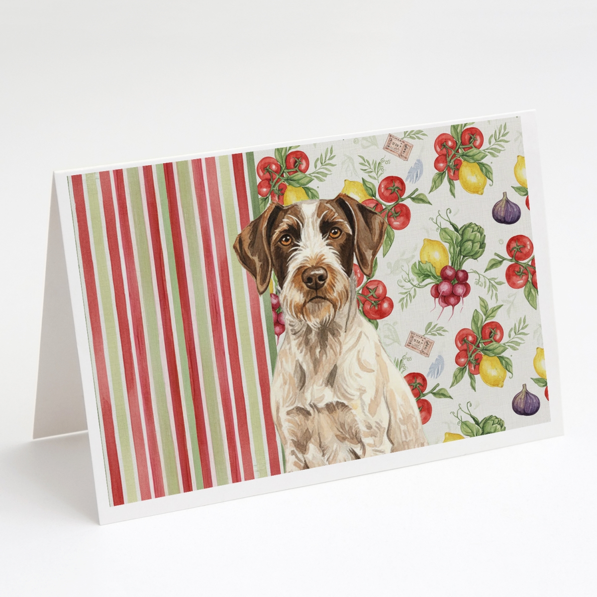 WDK8249GCA7P 5 x 7 in. Liver & White German Wirehaired Pointer Vegetables Greeting Cards, Pack of 8