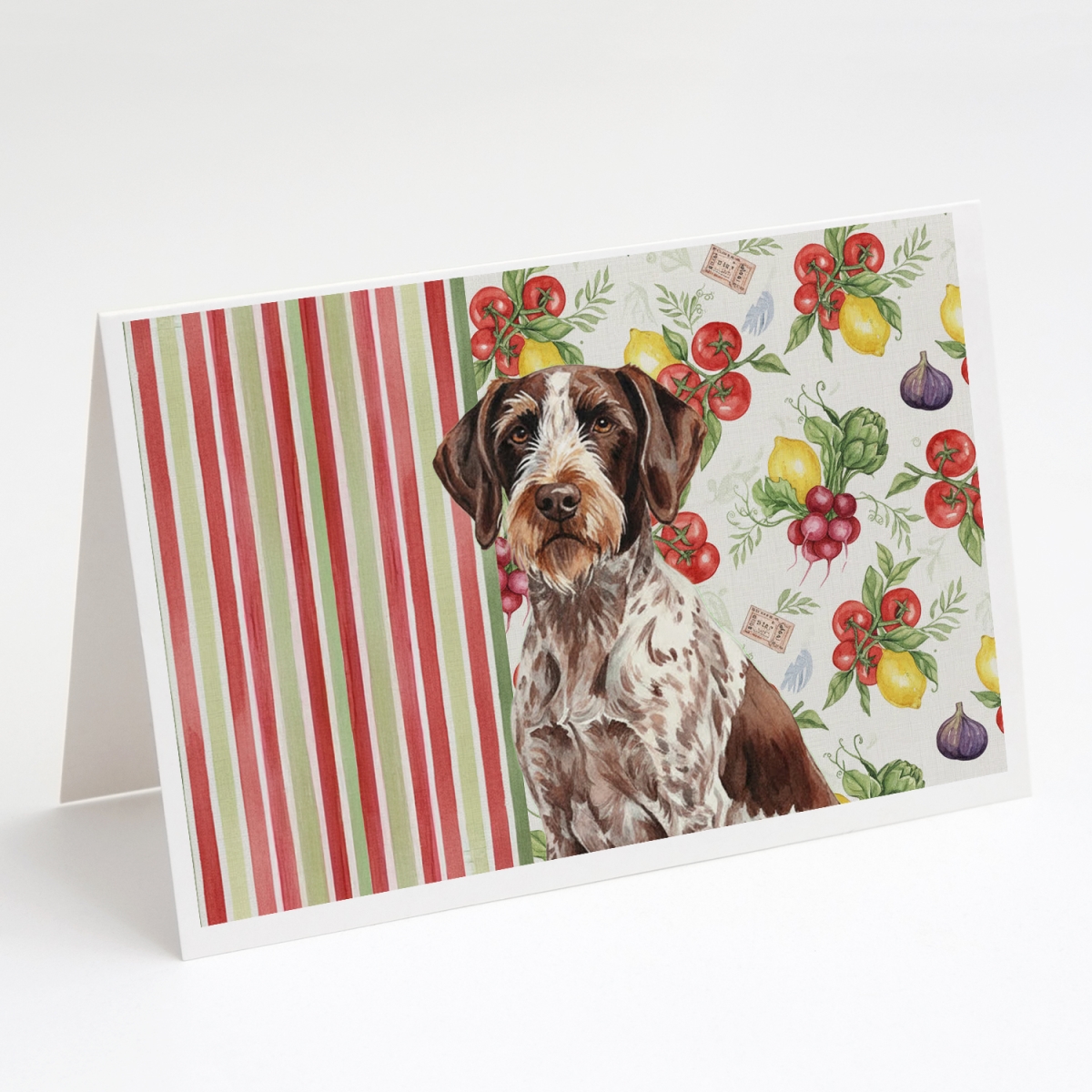 WDK8250GCA7P 5 x 7 in. Roan German Wirehaired Pointer Vegetables Greeting Cards, Pack of 8