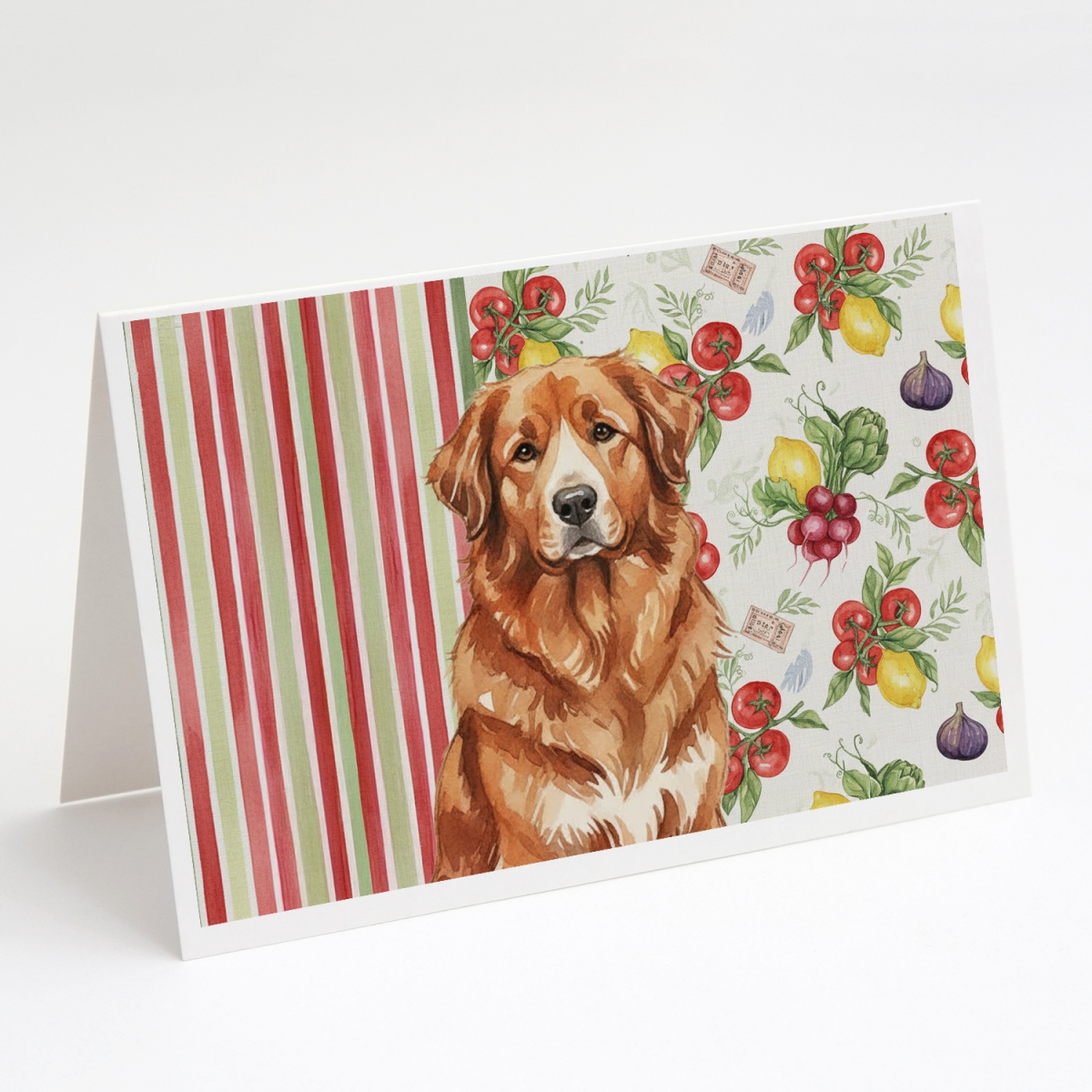 WDK8257GCA7P 5 x 7 in. Reddish Brown Great Pyrenees Vegetables Greeting Cards, Pack of 8