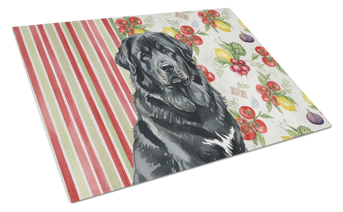 Picture of Carolines Treasures WDK8435LCB 11.25 x 15.25 in. Black Tibetan Mastiff Vegetables Glass Cutting Board