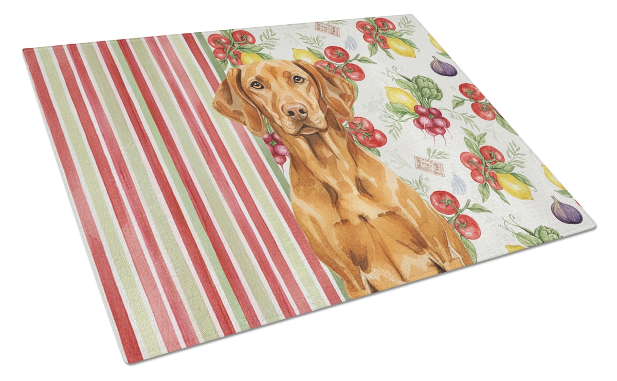 Picture of Carolines Treasures WDK8446LCB 11.25 x 15.25 in. Vizsla Vegetables Glass Cutting Board