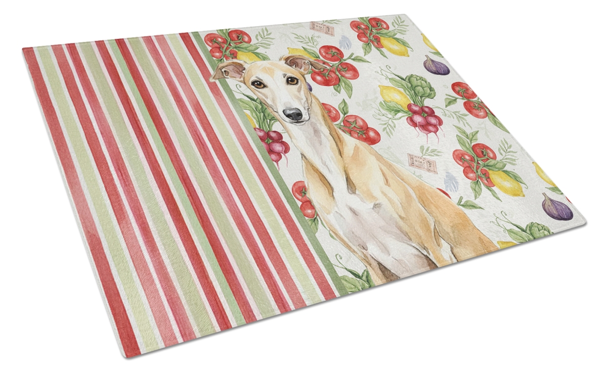 Picture of Carolines Treasures WDK8454LCB 11.25 x 15.25 in. Fawn Whippet Vegetables Glass Cutting Board