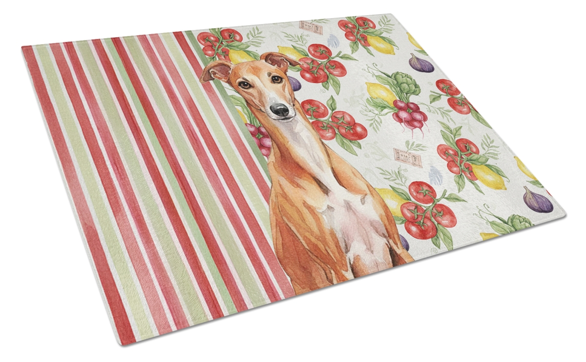Picture of Carolines Treasures WDK8455LCB 11.25 x 15.25 in. Red Whippet Vegetables Glass Cutting Board