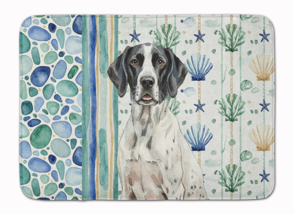 WDK7154RUG 19 x 27 in. Black & White Pointer Coastal Sea Glass Memory Foam Kitchen Mat