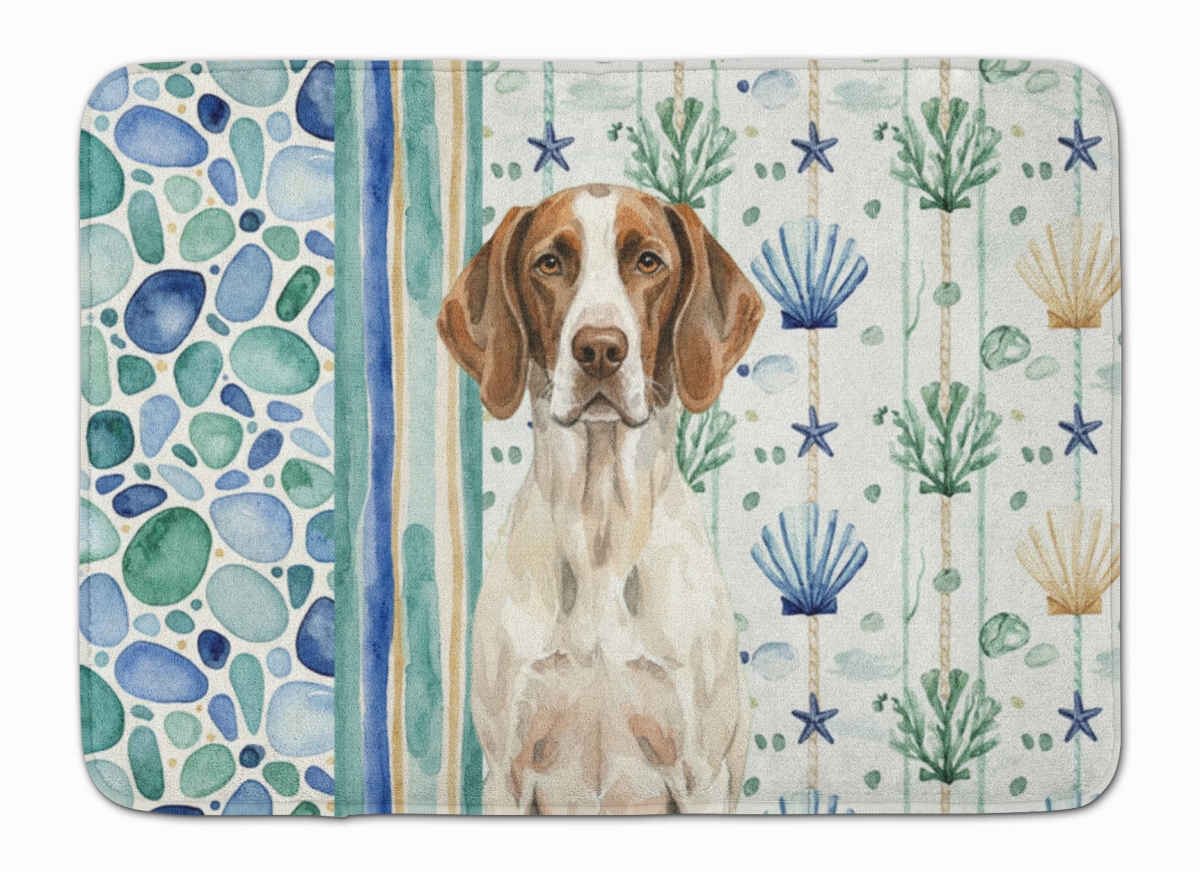 WDK7155RUG 19 x 27 in. Liver & White Pointer Coastal Sea Glass Memory Foam Kitchen Mat