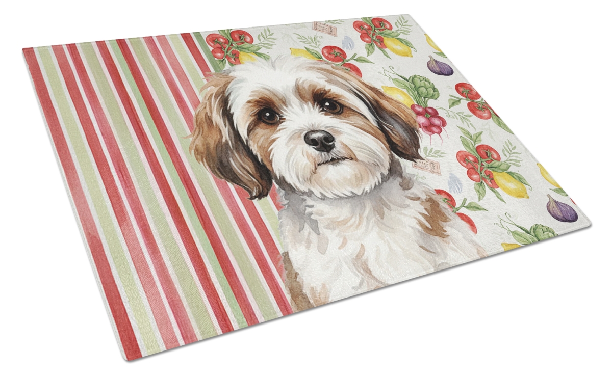 Picture of Carolines Treasures WDK8268LCB 11.25 x 15.25 in. Parti-Color Havanese Vegetables Glass Cutting Board