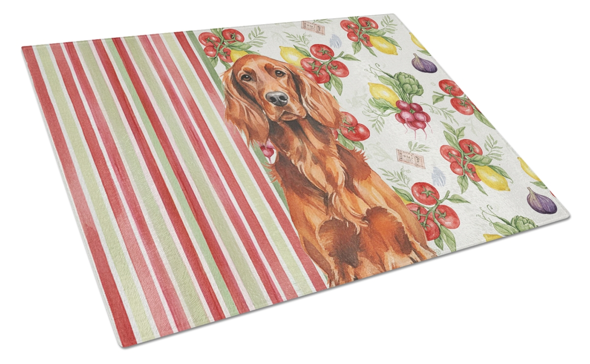 Picture of Carolines Treasures WDK8272LCB 11.25 x 15.25 in. Irish Setter Vegetables Glass Cutting Board