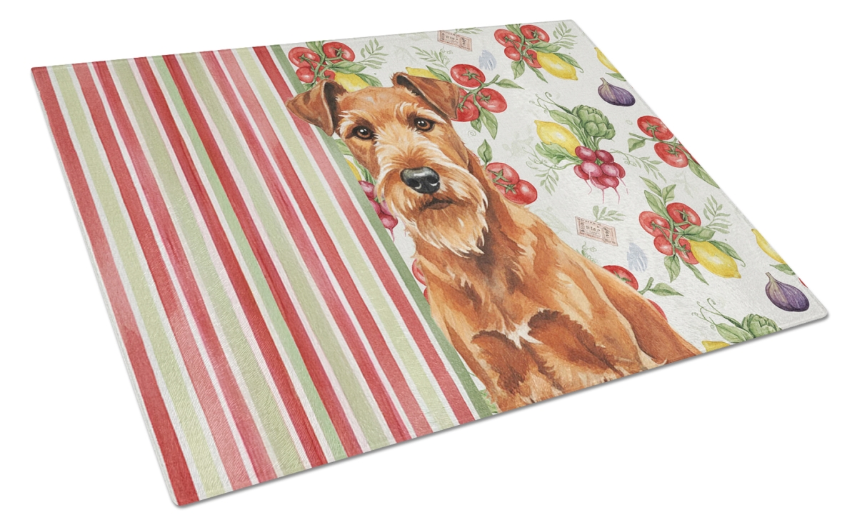 Picture of Carolines Treasures WDK8273LCB 11.25 x 15.25 in. Irish Terrier Vegetables Glass Cutting Board