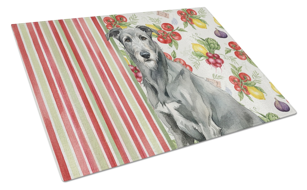Picture of Carolines Treasures WDK8275LCB 11.25 x 15.25 in. Gray Irish Wolfhound Vegetables Glass Cutting Board
