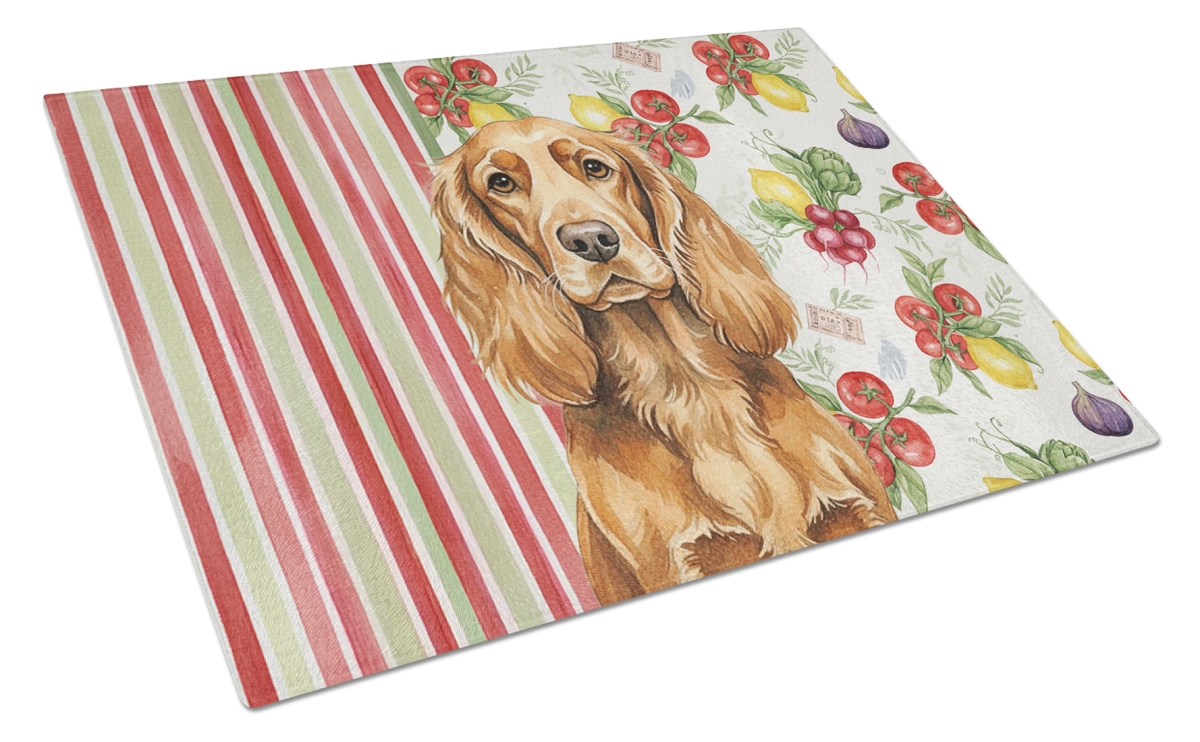 Picture of Carolines Treasures WDK8433LCB 11.25 x 15.25 in. Sussex Spaniel Vegetables Glass Cutting Board