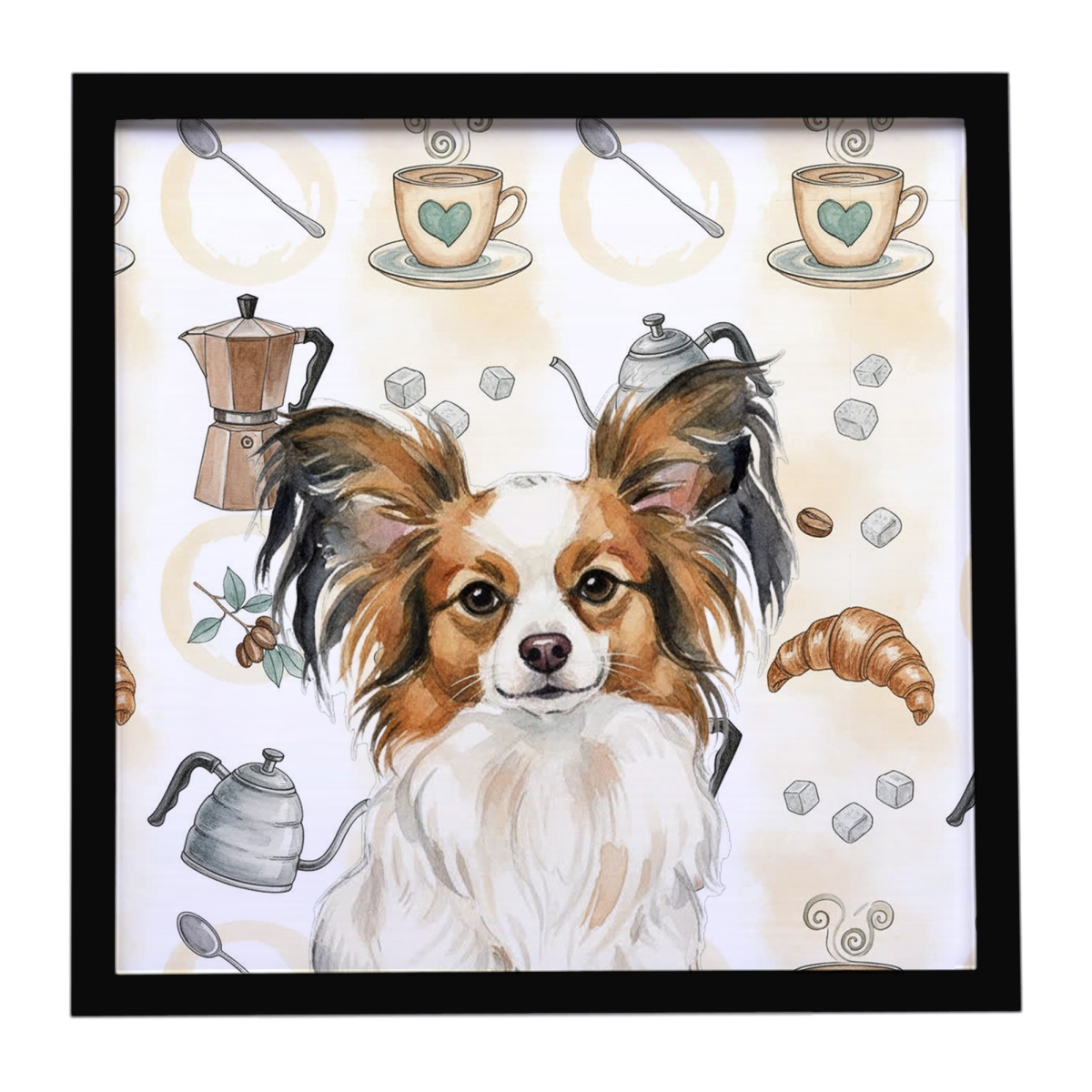 WDK7545MFP88 8 x 8 in. White with Sable Papillon Coffee Bar Framed Metal Print