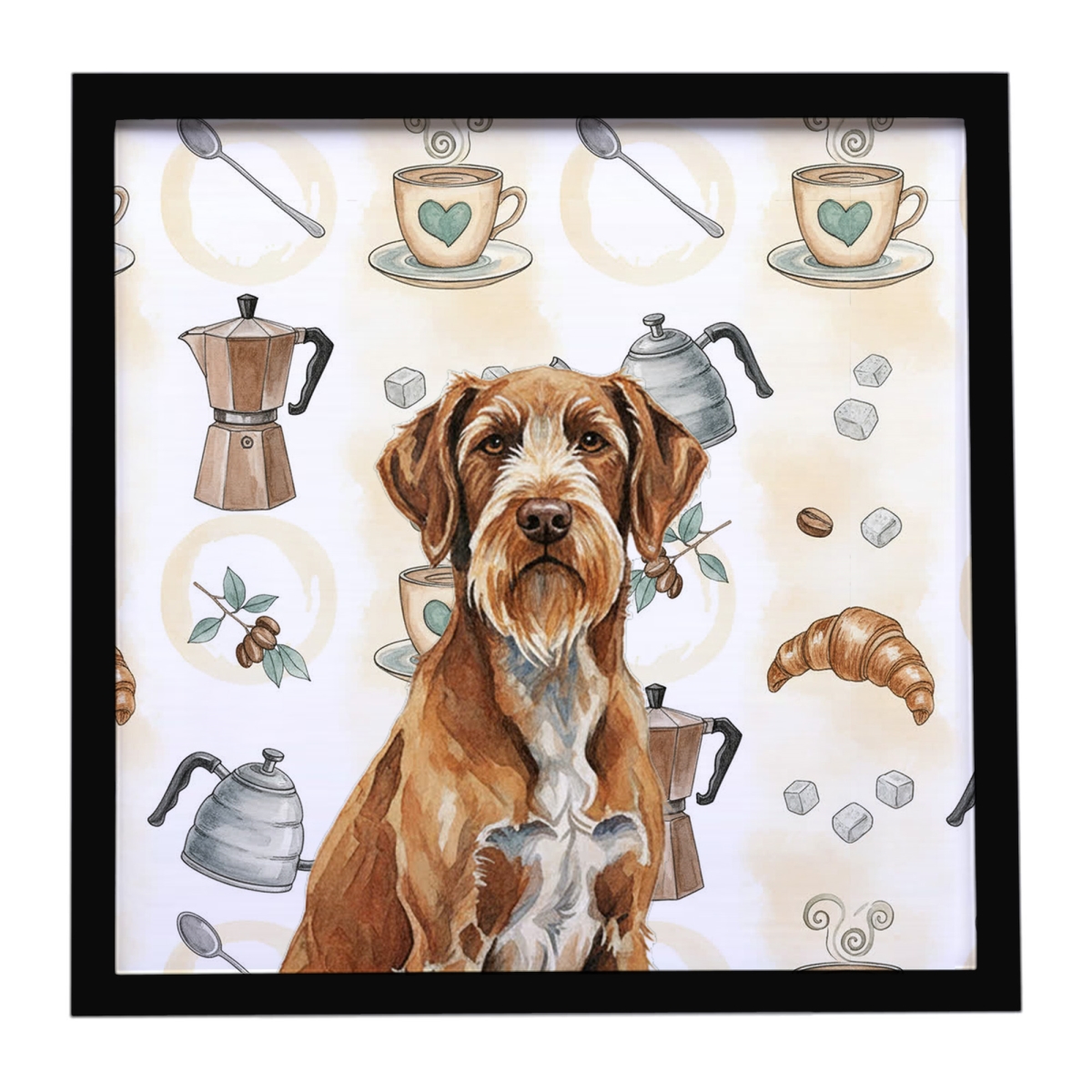 WDK7658MFP88 8 x 8 in. Wirehaired Pointing Griffon Coffee Bar Framed Metal Print