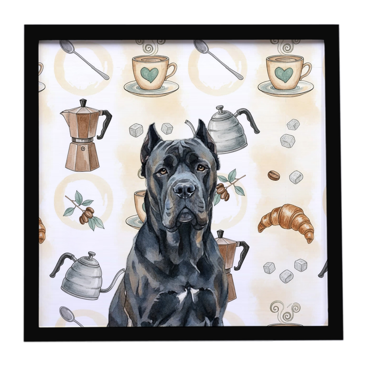 WDK7357MFP88 8 x 8 in. Cane Corso Coffee Bar Framed Metal Print