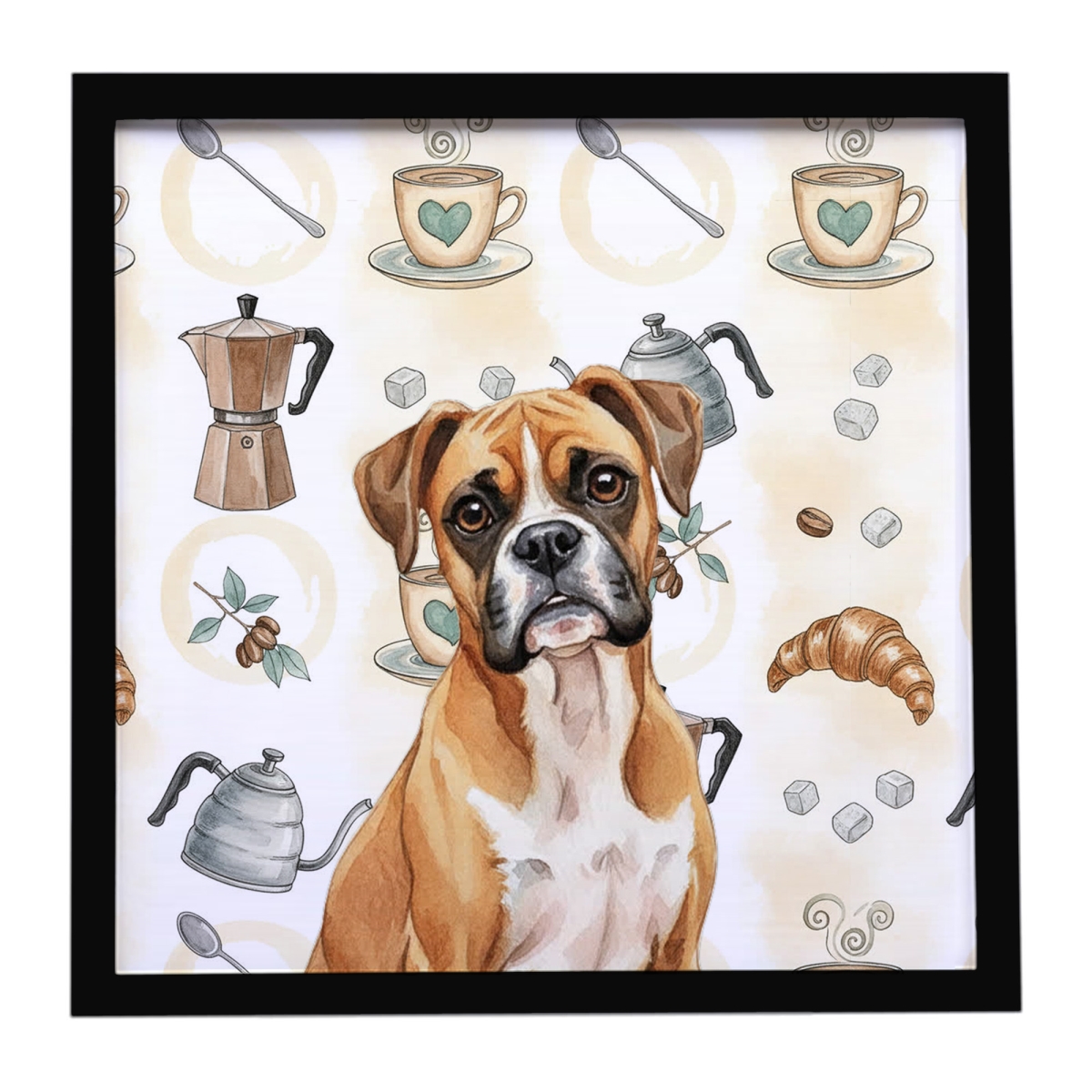 WDK7336MFP88 8 x 8 in. Boxer Coffee Bar Framed Metal Print