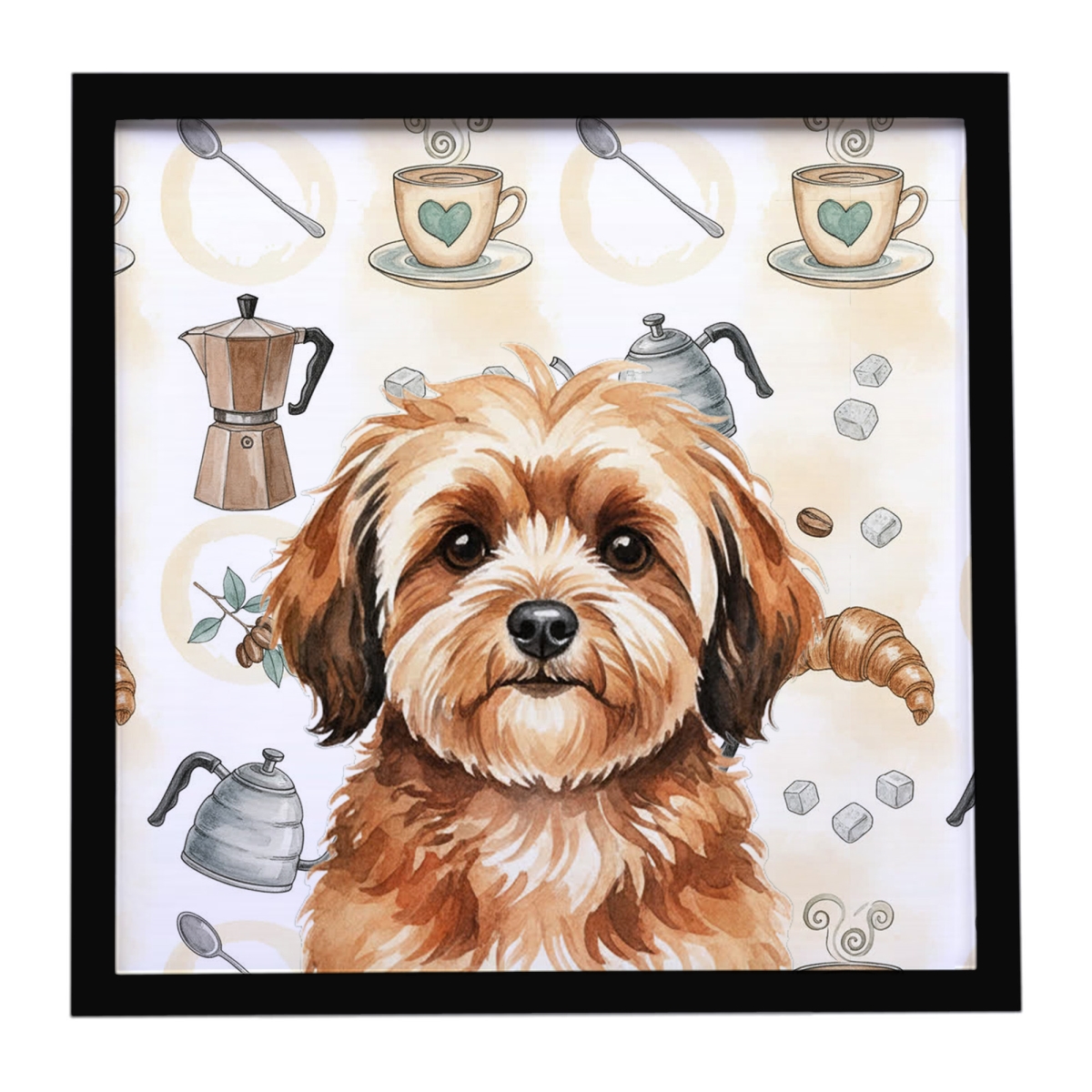 WDK7469MFP88 8 x 8 in. Sable Havanese Coffee Bar Framed Metal Print