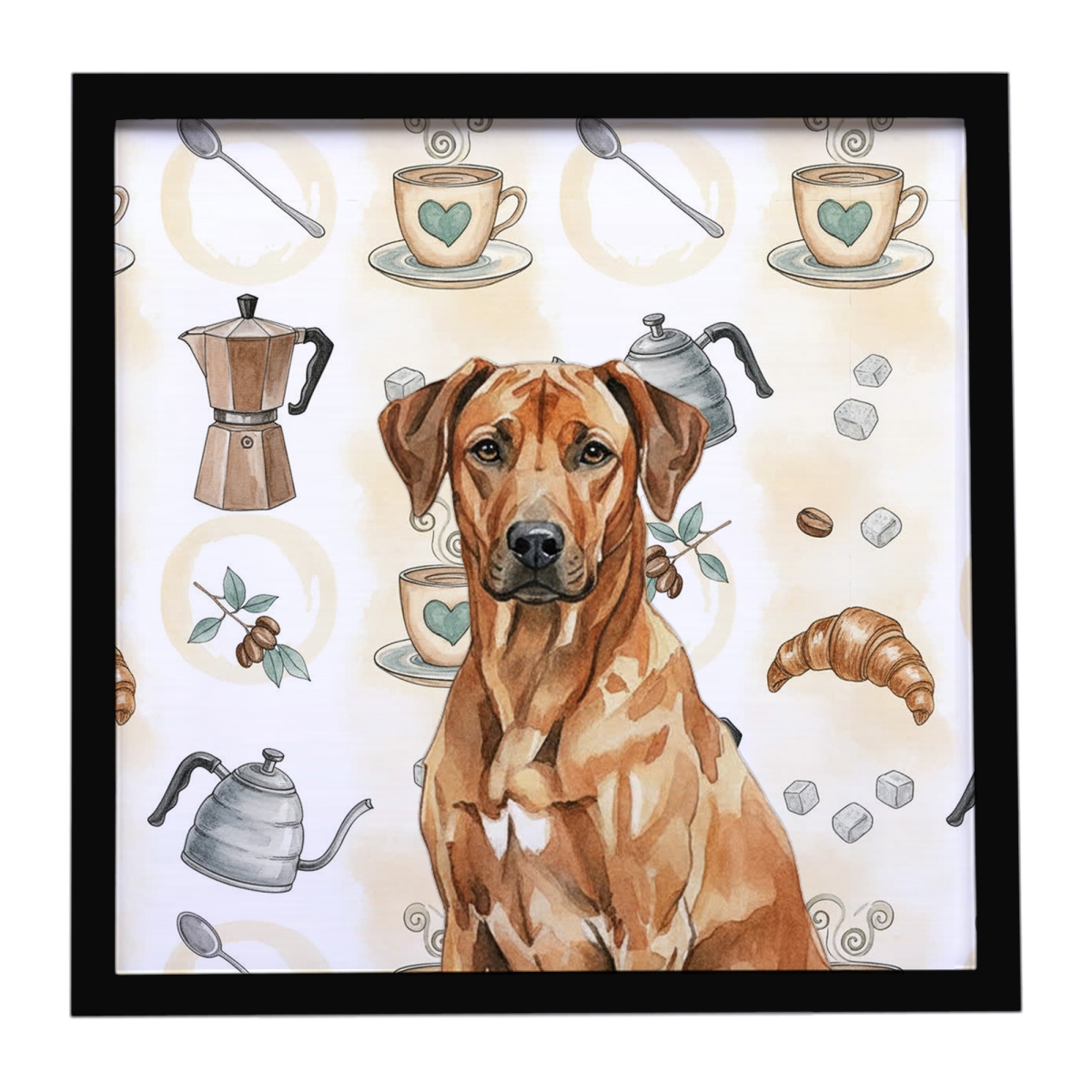 WDK7586MFP88 8 x 8 in. Rhodesian Ridgeback Coffee Bar Framed Metal Print