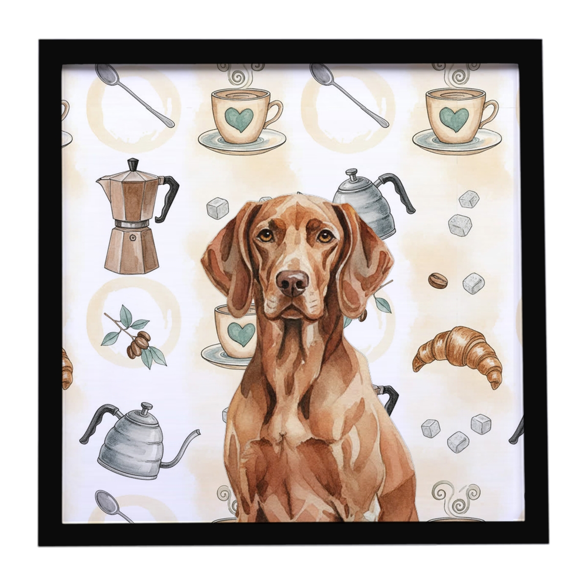 WDK7556MFP88 8 x 8 in. Liver Pointer Coffee Bar Framed Metal Print