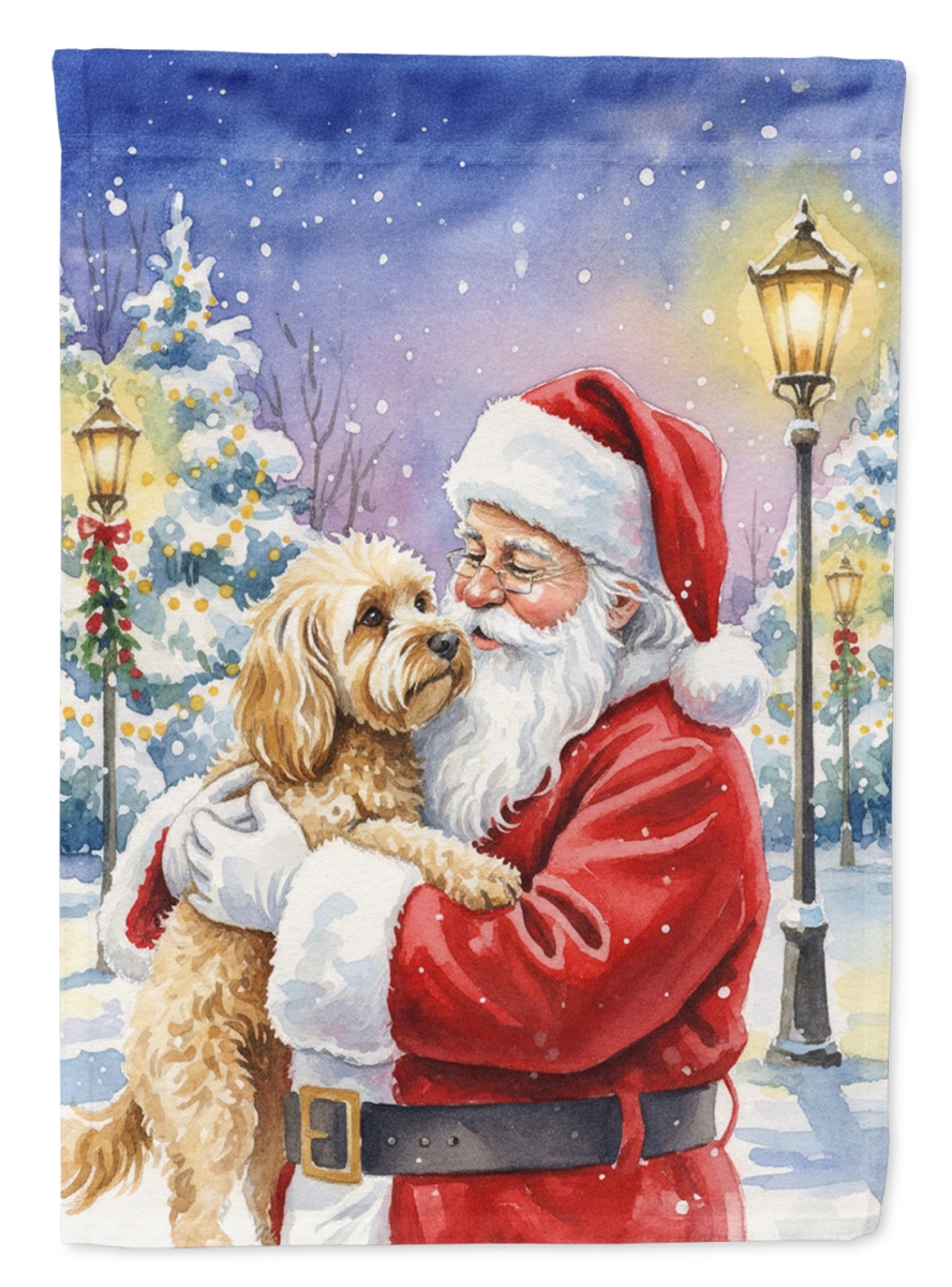 FNT1025GF 15.5 x 11.25 in. Cockapoo with Santa Claus Garden Flag