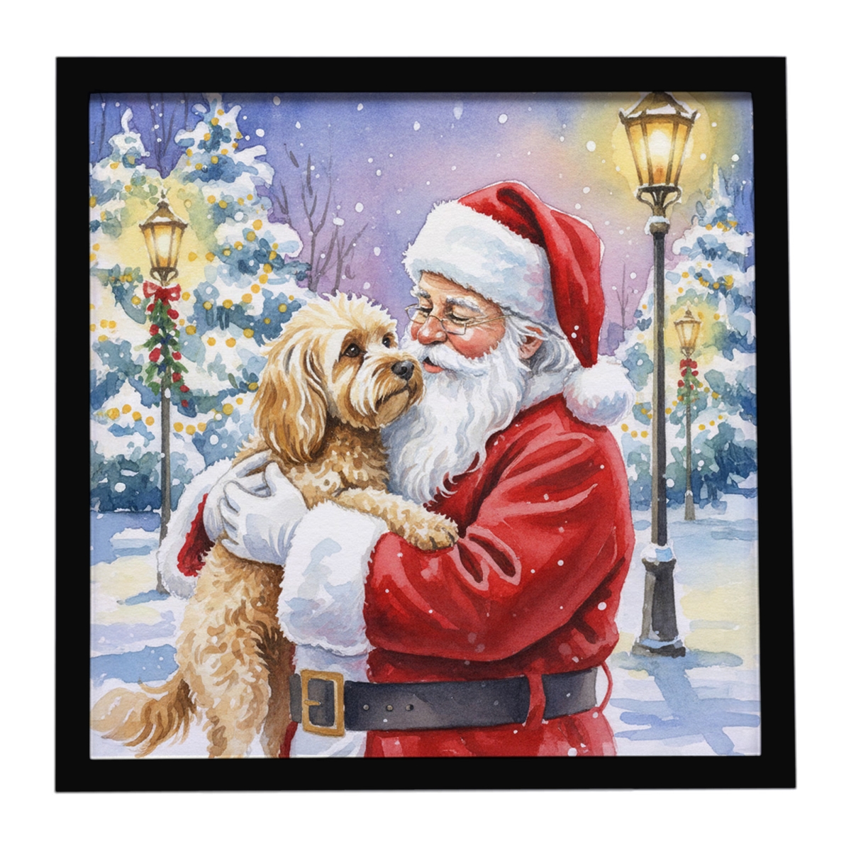 FNT1025MFP88 8 x 8 in. Cockapoo with Santa Claus Framed Metal Print