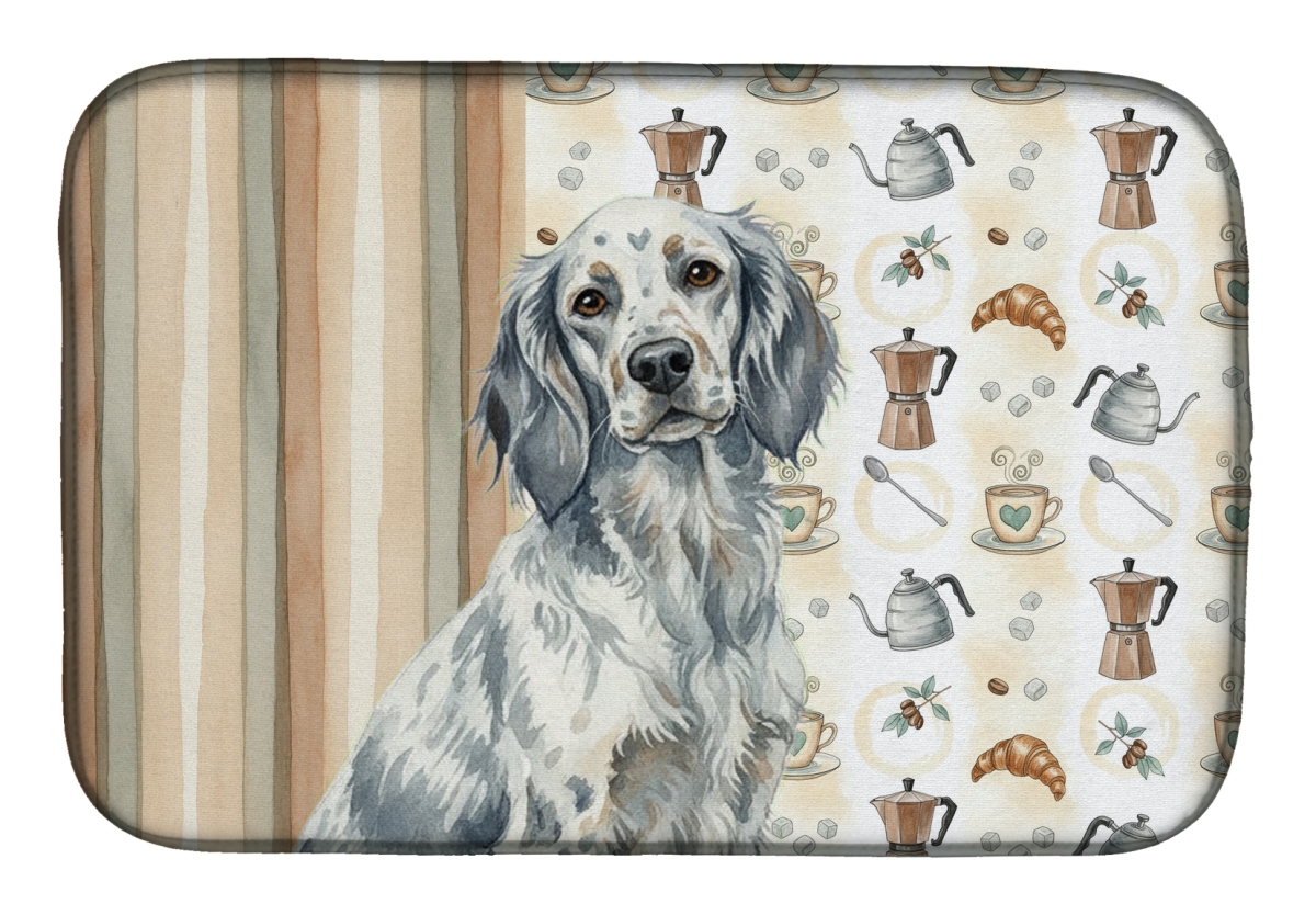 Picture of Carolines Treasures WDK7427DDM 21 x 14 in. Blue Belton English Setter Coffee Bar Dish Drying Mat